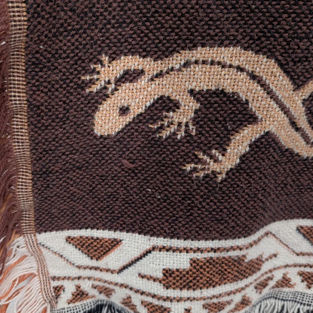 Vintage Southwestern Western Tapestry Throw Blanket Crown Crafts  42x54